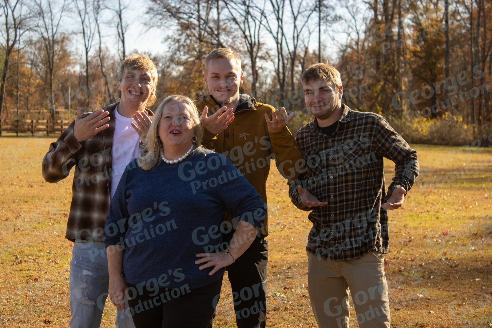 Family portrait outdoors in autumn